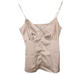 River Island Satin Button Front Cami Top Champagne Size 2 thumbnail 2