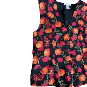 Vintage Talbot's Fall Pumpkins Print Vest Women's Size Medium thumbnail 3