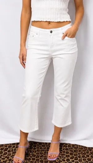 NWT Member’s Mark White High Rise Crop Flare Jeans thumbnail 1
