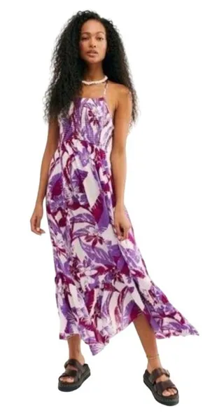 Free People Heat Wave Maxi Slip Tropical Floral Dress XS thumbnail 1