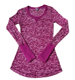Vanity Essentials Womens Gorpcore‎ Granola Girl Space Dye Waffle Thermal Top M thumbnail 1