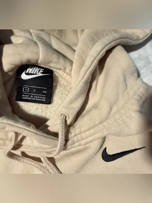 Nike sportswear club fleece Women oversized Beige Pullover Hoodie size S thumbnail 3