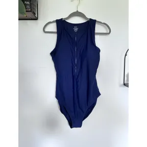 NWT Quince Deep Navy Italian Zip-Front One-Piece Swimsuit Size Large thumbnail 3