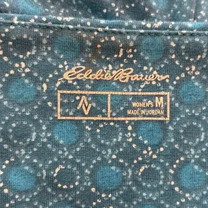 Eddie Bauer M Lily Travel Dress Teal Dot Pattern Crossover Sleeveless Geometric thumbnail 3