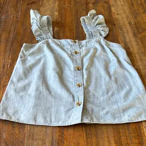 J. Crew Blue Button-Front Ruffle Blouse thumbnail 5