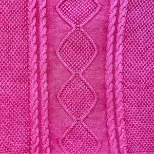 POL Medium Hot Pink Cable Knit V-Neck Sweater – Flamingo Vintage Washed Look thumbnail 10