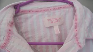 Victoria's Secret vertical stripe sleep shirt top in pink and white size XS. thumbnail 5