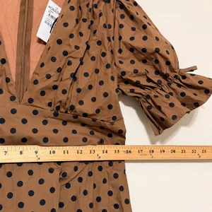 Petal & Pup Polka Dot Midi Dress Womens Large Brown Pinup Retro Brown‎ Black thumbnail 12