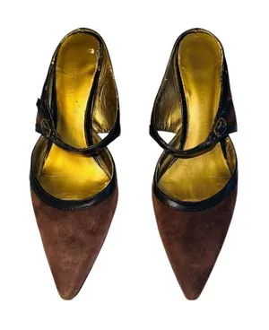 Nine West Brown Suede Slings with Buckle Detail thumbnail 1