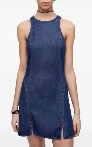 Re/Done Denim Jean Dress Womens Large Zip Back Western thumbnail 1
