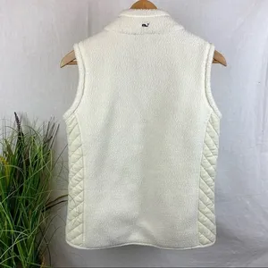 Vineyard Vines White Fleece Quilted Zip Up Sleeveless Vest M thumbnail 4