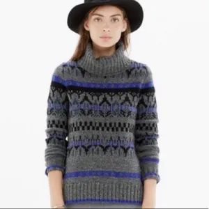 Madewell Ice Blue Fair isle Turtleneck Sweater thumbnail 2