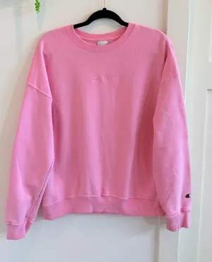Champion Bubblegum Pink Embroidered Middle Logo Crewneck Sweatshirt thumbnail 1