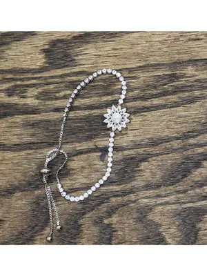 NEW Slider Adjustable Crystal Bracelet Silver Gray / Clear thumbnail 2