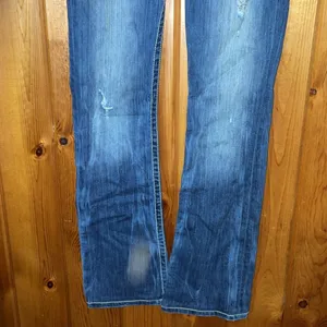 BKE denim Stella distressed jeans bootcut size 26x31 1/2 lighter western country thumbnail 5