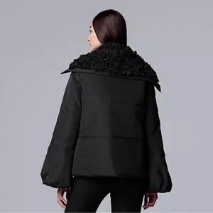 Simply Vera Puffer Jacket Faux Fur Collar Hood‎ Black Medium Balloon Sleeve thumbnail 6