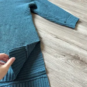 American Eagle Chenille Oversized Chunky V-Neck Sweater Teal Size M thumbnail 6