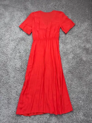 ASOS, New Look v neck flutter sleeve midi dress in bright orange thumbnail 4