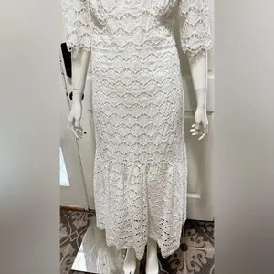 Gretchen Scott little bo peep maxi La Di Da Eyelet Cotton White dress Sz L P-8 thumbnail 8