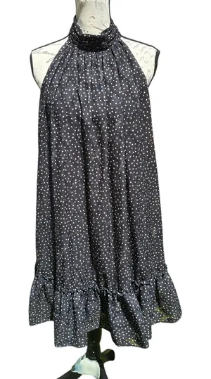 Taylor Polka Dot‎ Halter Dress Ruffle Hem Sleeveless Party Black Size 8 thumbnail 1