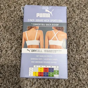Puma 2 Pack Seamless Sports Bra Square Neck Convertible Back Gray Black Size M thumbnail 2
