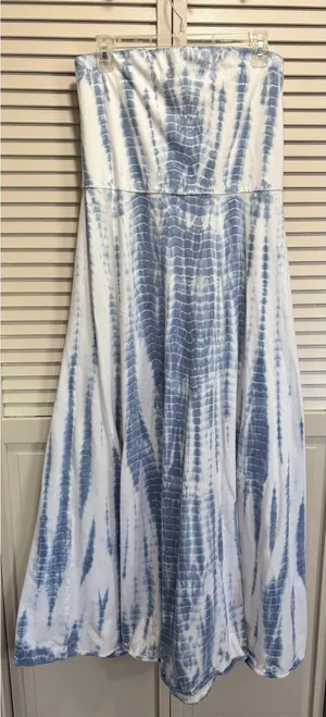 Lauren Ralph Lauren Strapless‎ Tie Dye Long Dress Fit Flare Size Large Elastic thumbnail 1