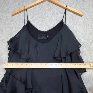 H&M Ruffle Tiered Dress Womens L Black Gothic Whimsigoth Coquette Cocktail thumbnail 5