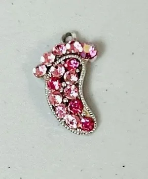 Silver Pink Diamond Diamonds Y2K Foot Necklace Charm Pendant Jewelry 🎀👣 thumbnail 1