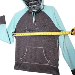 Nike Therma-Fit Hoodie Womens L Gray Mint Fleece Pullover Thumbholes Sweatshirt thumbnail 6