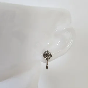 Vintage Solitaire Rhinestone Screw Back Earrings Silver Tone Mid-Century Classic thumbnail 2