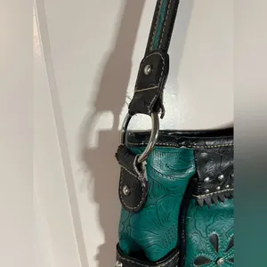Tooled Leather Laser Cut Purse Feather Country Western Handbag Shoulder Bag thumbnail 9