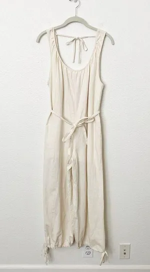 [Urban Outfitters] Cream Linen Blend Open Back Sleeveless Palmer Jumpsuit Sz XS thumbnail 3