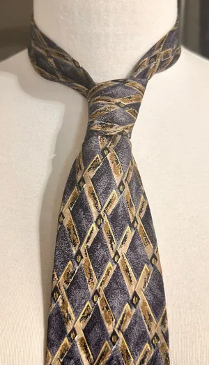 Fierte S.r.l Men's Vintage Tie Grey Multicolor Geometric Silk Handmade thumbnail 1