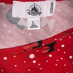 Disney Park Blouse Womens Size large Red Minnie Short Sleeve Front Tied Knot thumbnail 4