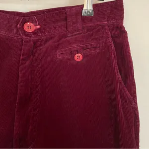 Corduroy Pants Burgundy Dark Red‎ Straight Leg Women High Waisted Rise Pockets thumbnail 7
