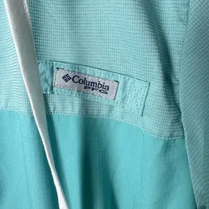 Columbia Womens Blue Green PFG Henley Hooded Windbreaker Fishing Jacket Medium thumbnail 5
