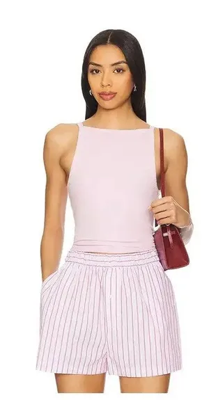 Free People Ribbed Mia Tank Top in Rose Size Medium thumbnail 1