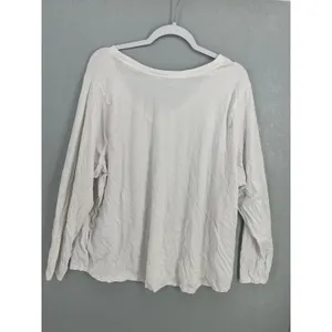 Terra & Sky Womens T-Shirt White Long Sleeve V-Neck Cotton Modal Plus Size 3X thumbnail 3