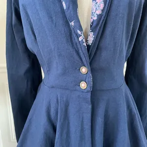 Vintage 80s IN2 Peplum Cardigan Jacket Dark Blue M thumbnail 4