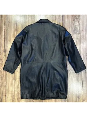 Vintage 90s Morgan Taylor Black Genuine Leather Button Down Jacket Size Women L thumbnail 4