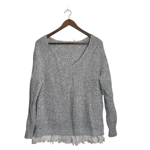 Soft Surroundings Gray Knit Soft Spoken Sweater Tunic With Lace Hem thumbnail 4