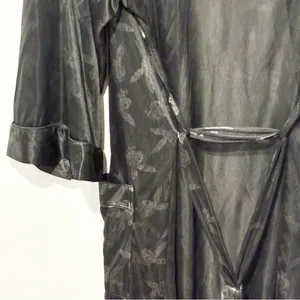 Playboy Size Small/Medium Black Satin Bunny‎ Print Belted House Bath Robe thumbnail 4
