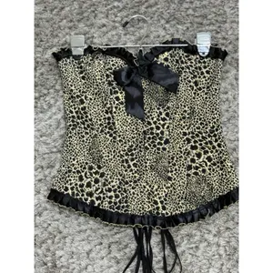 Women’s Animal Print Steampunk Corset Waist Training Burlesque Gothic Bustier M thumbnail 3