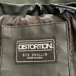DISTORTION Black Leather Jacket — Small thumbnail 3