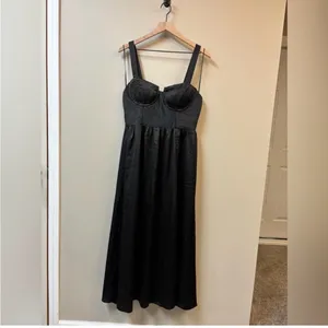 ASTR the Label Black Pleated Bustier‎ Midi Slit Dress NEW thumbnail 5