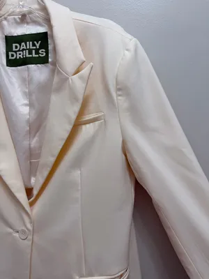 Daily Drills Blazer Single Button Relaxed Fit Cream Size XS / S thumbnail 6