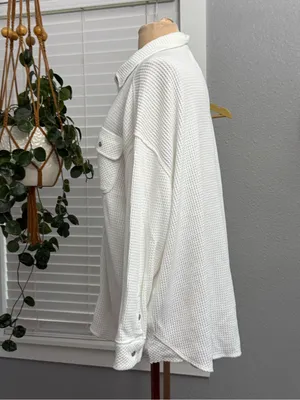 Aerie Lumber Jane Waffle Knit Long Sleeve Shirt Size Medium Oversized thumbnail 3