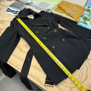 Calvin Klein Black Double Breasted Belted‎ Trench Coat Jacket XS Epaulettes thumbnail 13