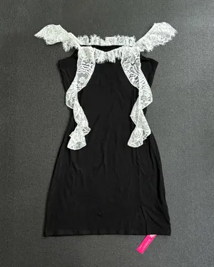 Black lace mini dress thumbnail 2
