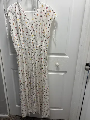 Uniqlo Cotton V-Neck Sleeveless Floral Flare Dress thumbnail 2
